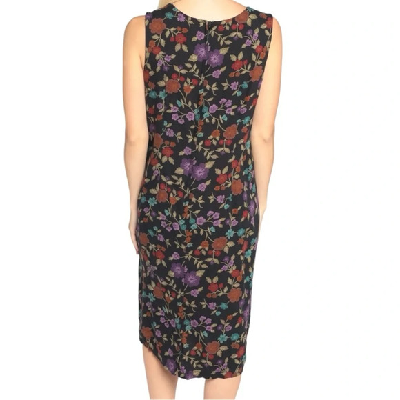 vtg Sag Harbor Petites Black Dark  Floral Dress Sz Large Y2k Shift Rayon *Read - Picture 3 of 16